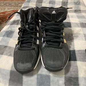 Adidas Black and Gold High-Top Sneakers